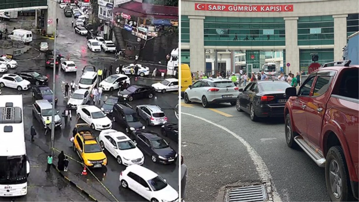 Yurt dışı telefonlarına 6 bin yerine 20 bin TL ödemek istemeyen vatandaşlar hudut kapısında 15 km araç kuyruğu oluşturdu