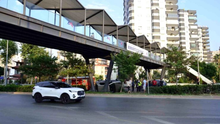 Mersin’de takla atan arabanın şoförü yaralandı